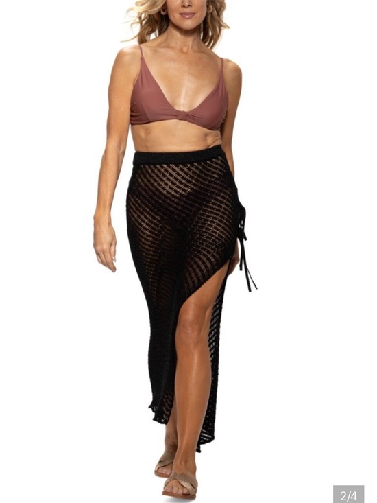 Dotti Other - Dotti Black Crochet Side-Tie Maxi Skirt